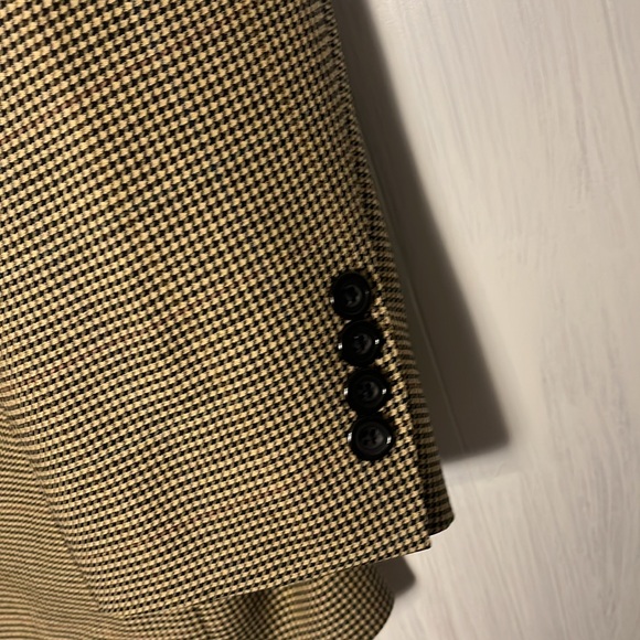 Oscar De‎ La Renta Mens 44R Wool Jacket Brown Houndstooth Dark Academia Blazer - Picture 2 of 9
